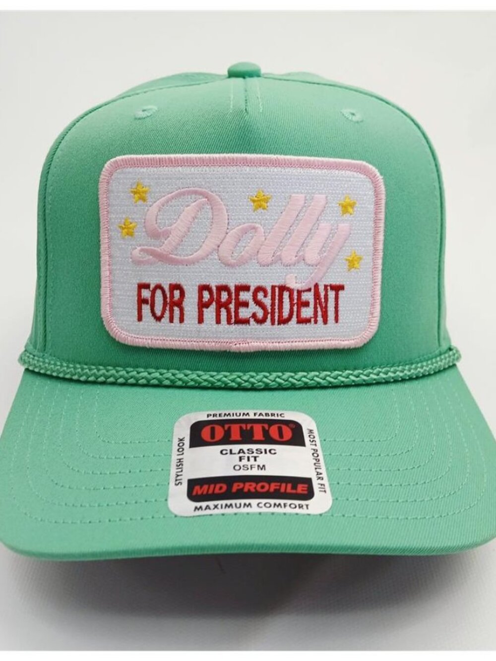 Dolly For President Embroidered Patch Green OTTO Rope Hat Snapback Cap Country - Picture 2 of 5